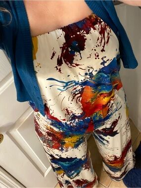 Abstract Paint Splash Strapless jumpsuit